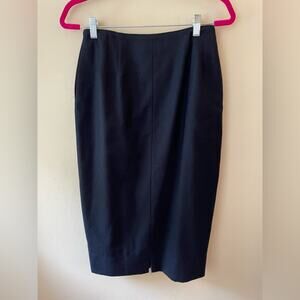 Harve Benard Navy Blue Wool Pencil Skirt